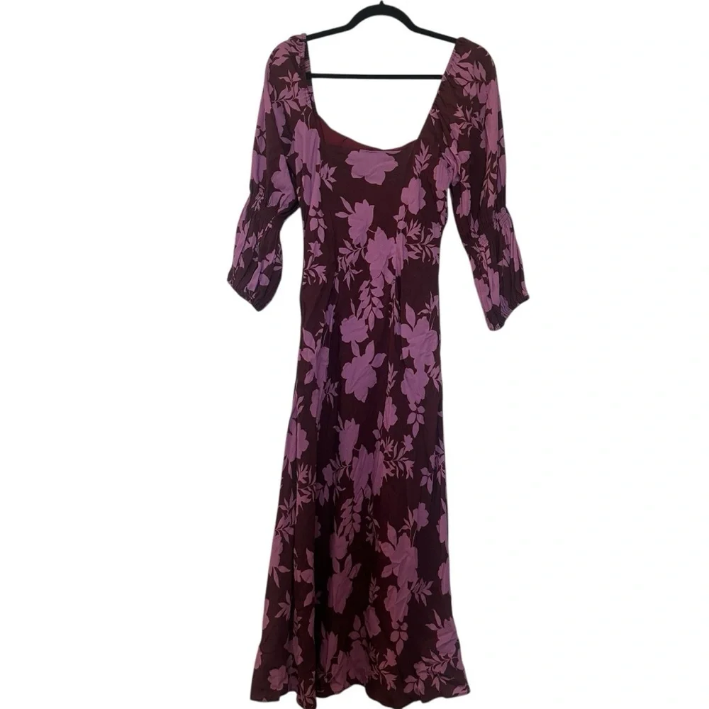 Peter Som Collective Floral Midi Square-neck Dress Womens size 8 maxi midi lined - Picture 4 of 10